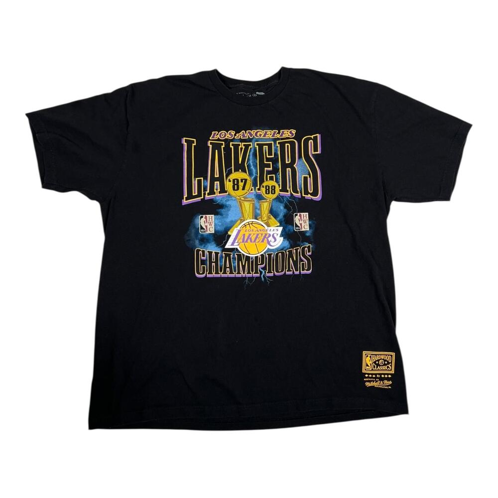 Los Angeles Lakers T-Shirt Mens 2XL Black NBA Basketball Mitchell & Ness Retro